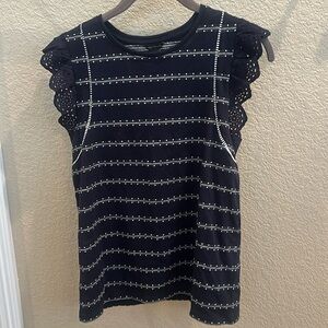 Ann Taylor eyelet flutter sleeve top